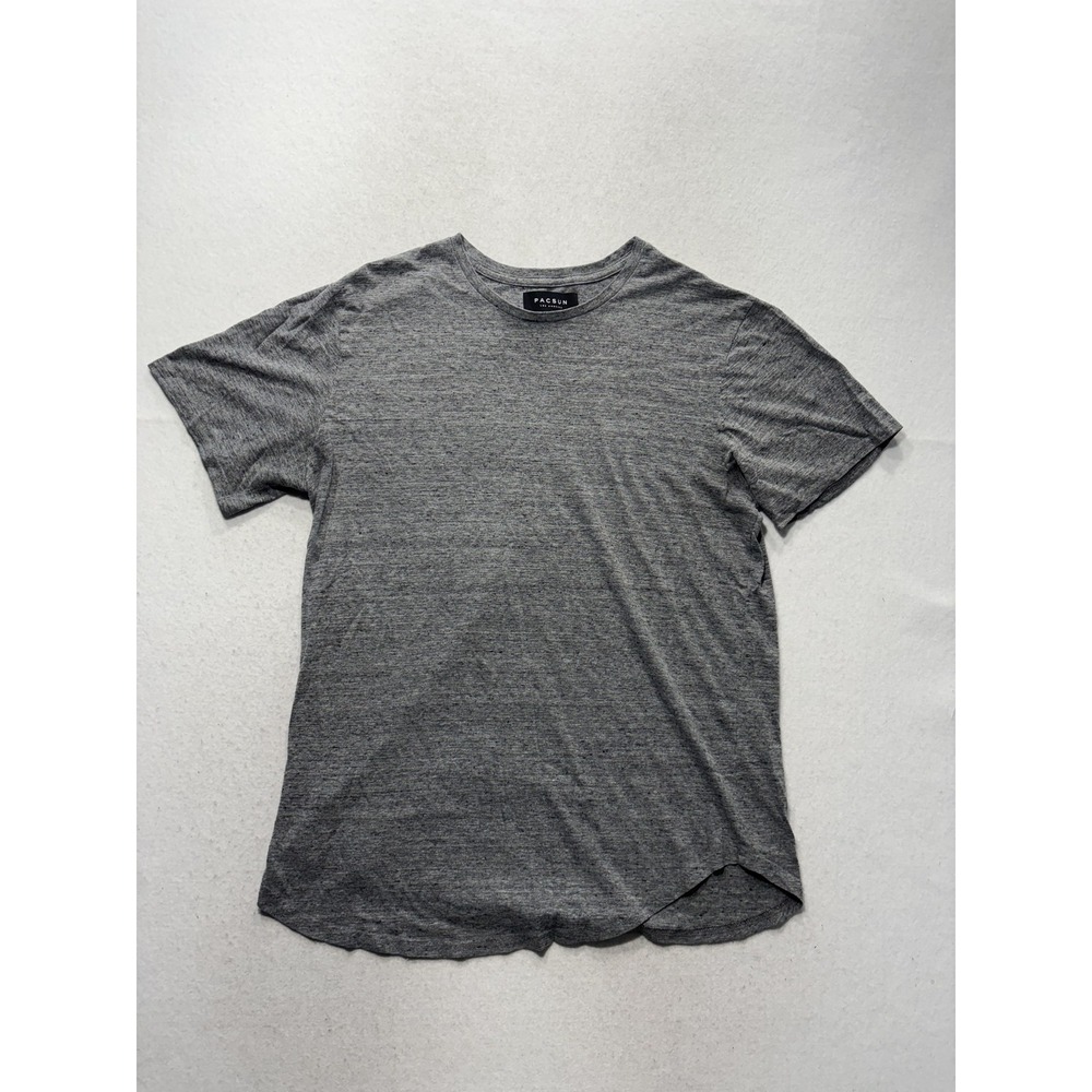 PacSun Shirt Mens Large Gray Scallop Hem Crew Neck Basic Tee Jersey Casual
